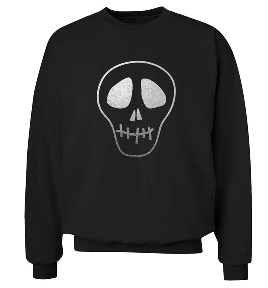 Metallic silver skull adult's unisex black sweater 2XL