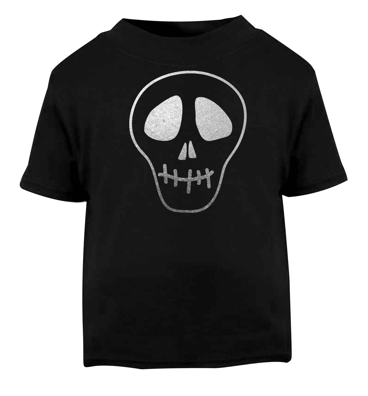 Metallic silver skull Black baby toddler Tshirt 2 years