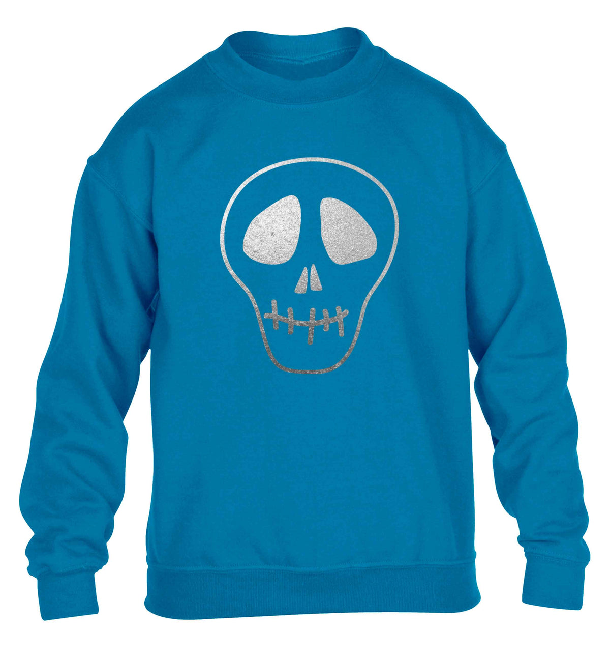 Metallic silver skull children's blue sweater 12-13 Years