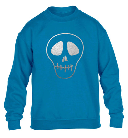 Metallic silver skull children's blue sweater 12-13 Years