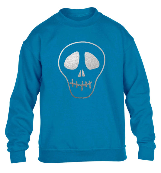 Metallic silver skull children's blue sweater 12-13 Years
