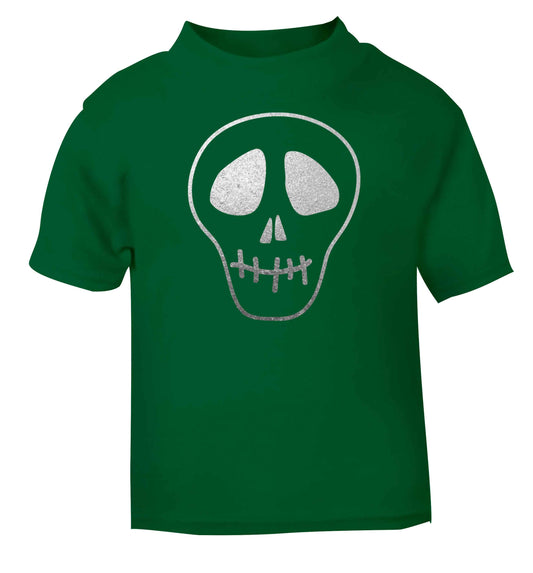Metallic silver skull green baby toddler Tshirt 2 Years