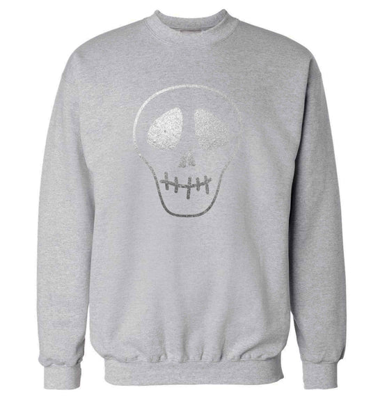 Metallic silver skull adult's unisex grey sweater 2XL