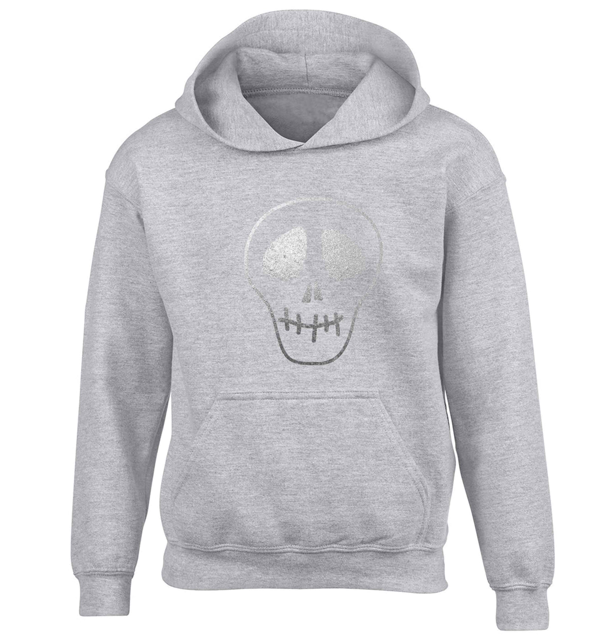 Metallic silver skull children's grey hoodie 12-13 Years