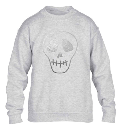 Metallic silver skull children's grey sweater 12-13 Years