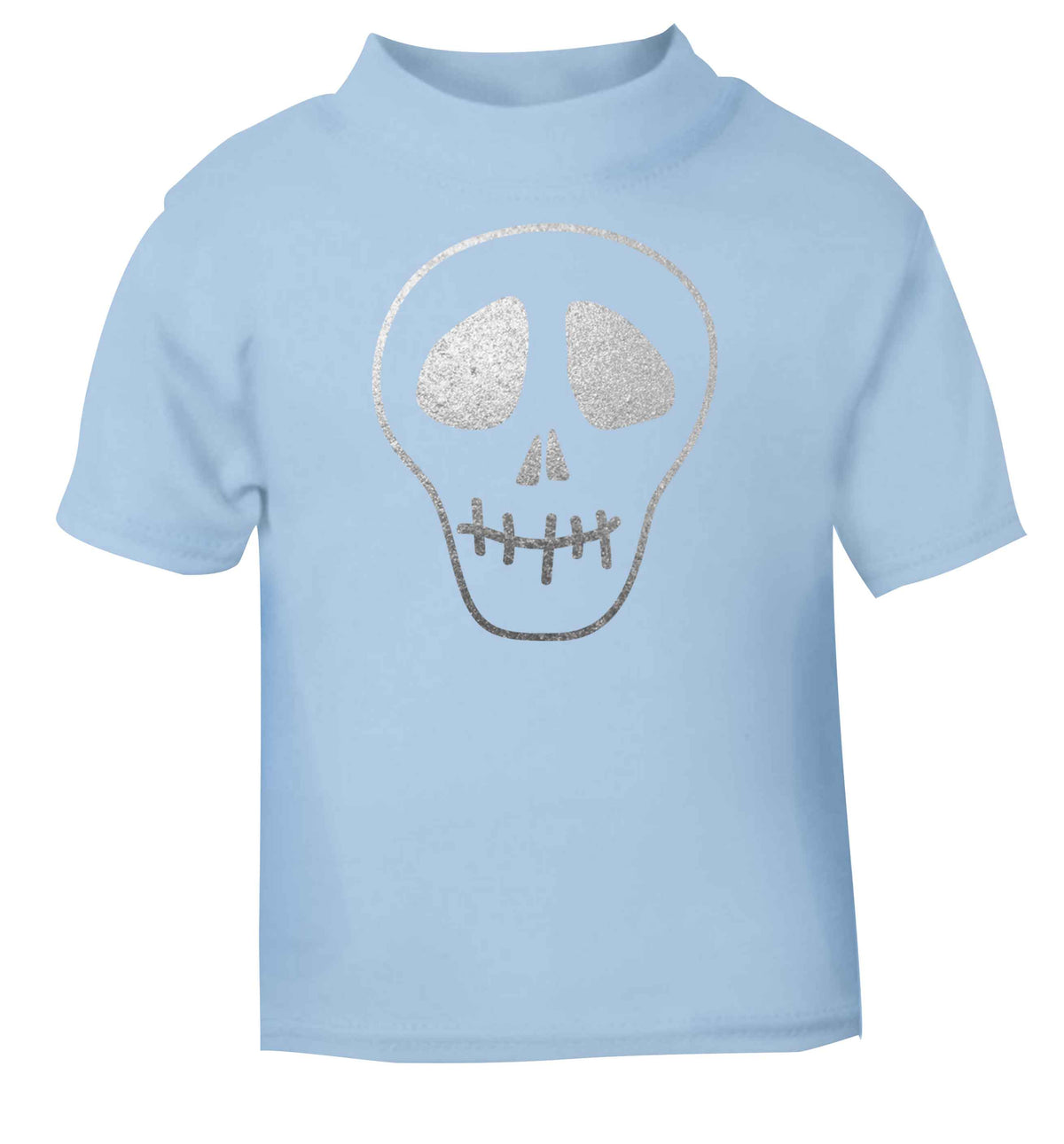Metallic silver skull light blue baby toddler Tshirt 2 Years