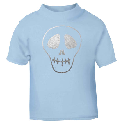 Metallic silver skull light blue baby toddler Tshirt 2 Years