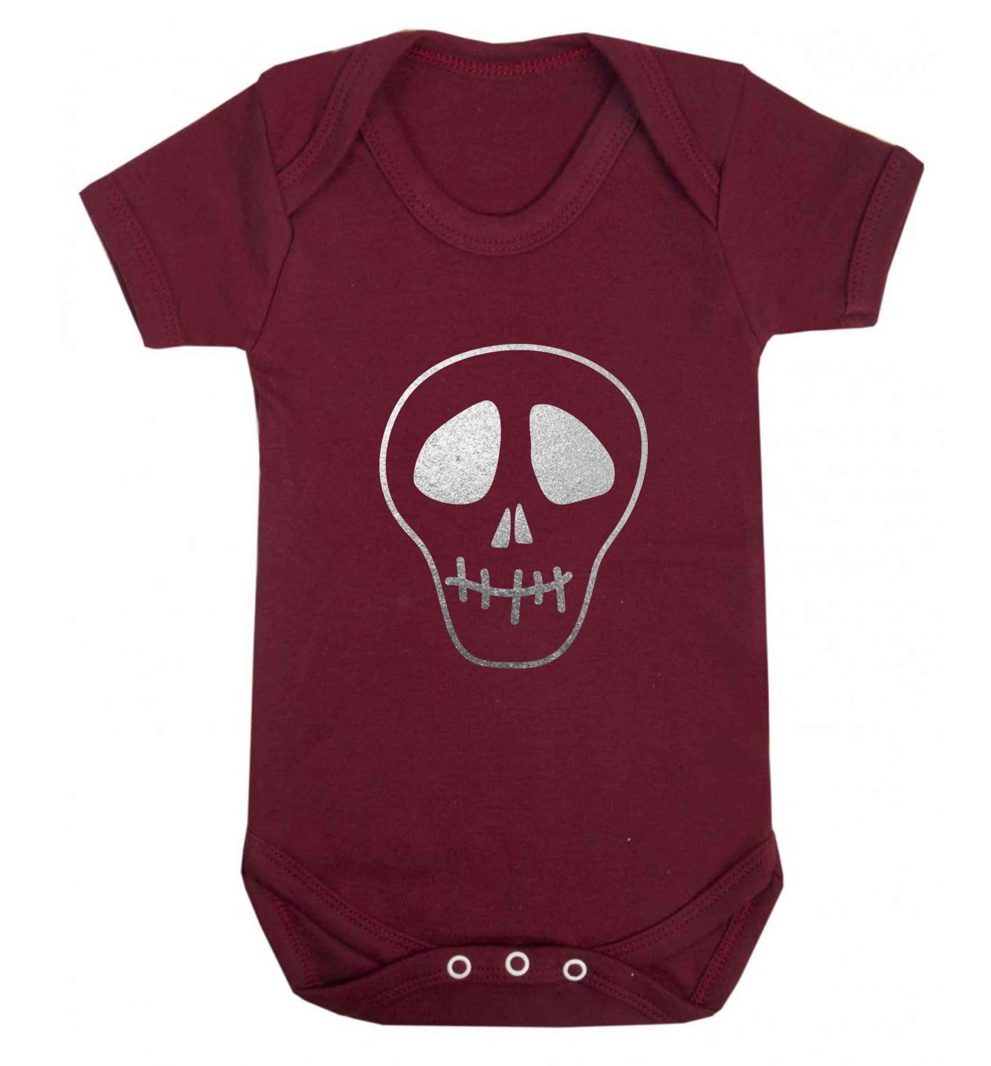 Metallic silver skull baby vest maroon 18-24 months