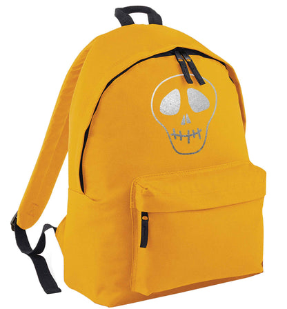 Metallic silver skull mustard adults backpack