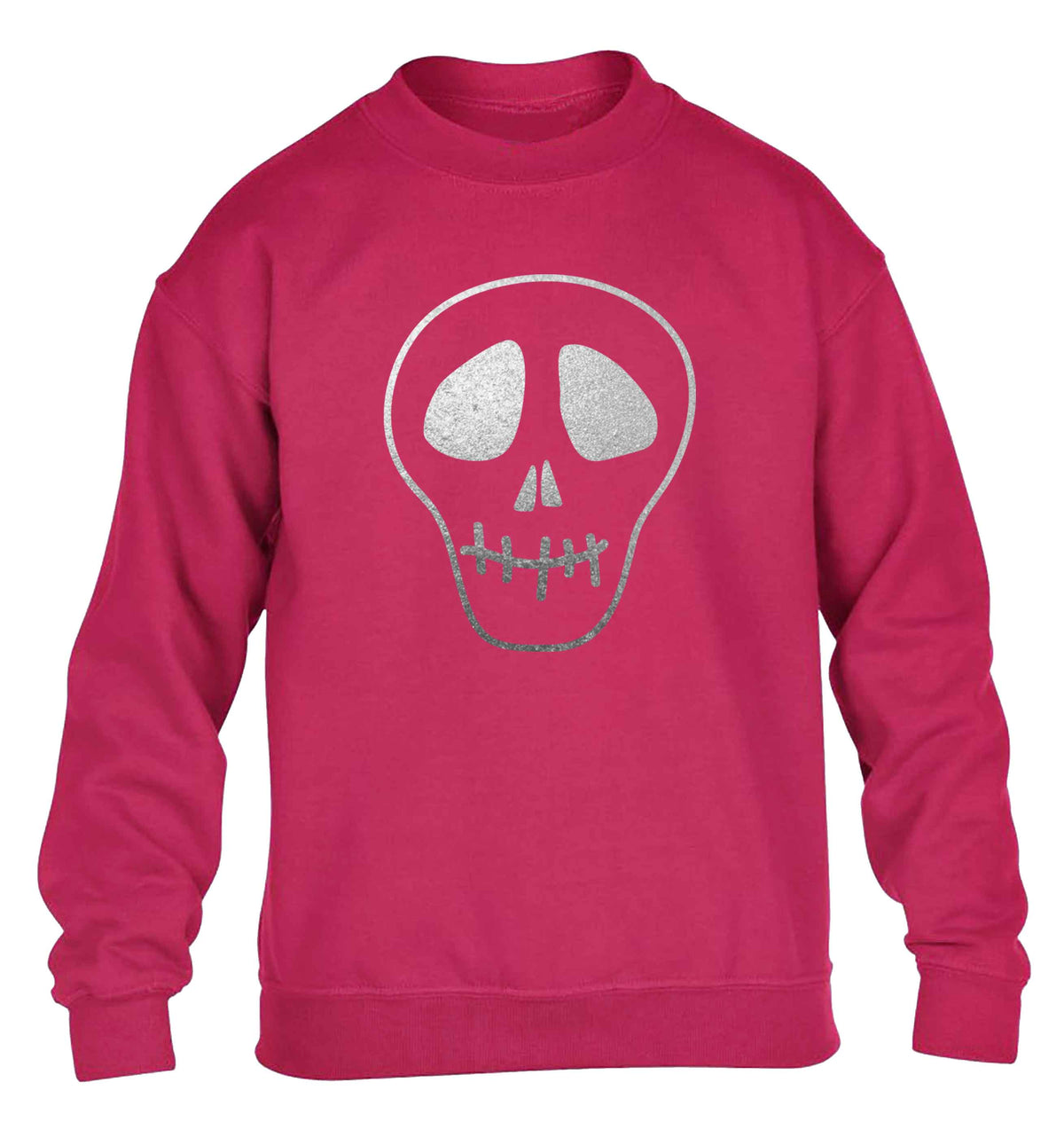 Metallic silver skull children's pink sweater 12-13 Years