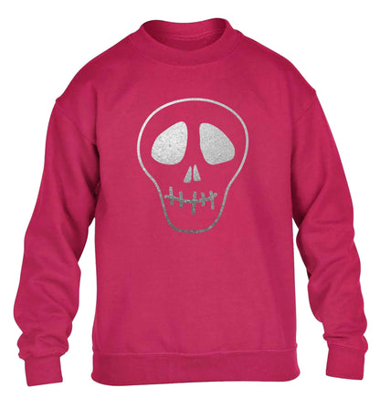 Metallic silver skull children's pink sweater 12-13 Years