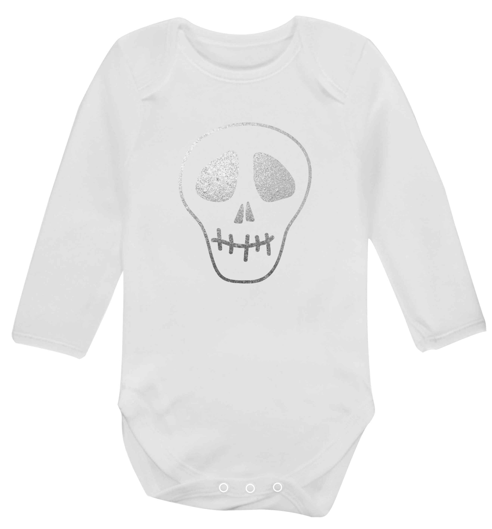 Metallic silver skull baby vest long sleeved white 6-12 months