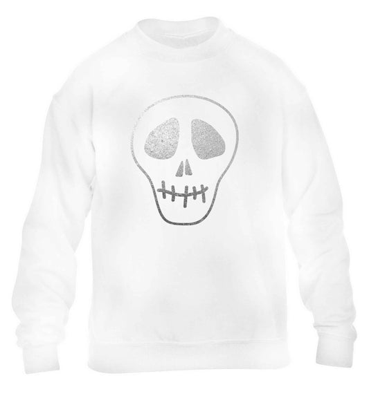 Metallic silver skull children's white sweater 12-13 Years