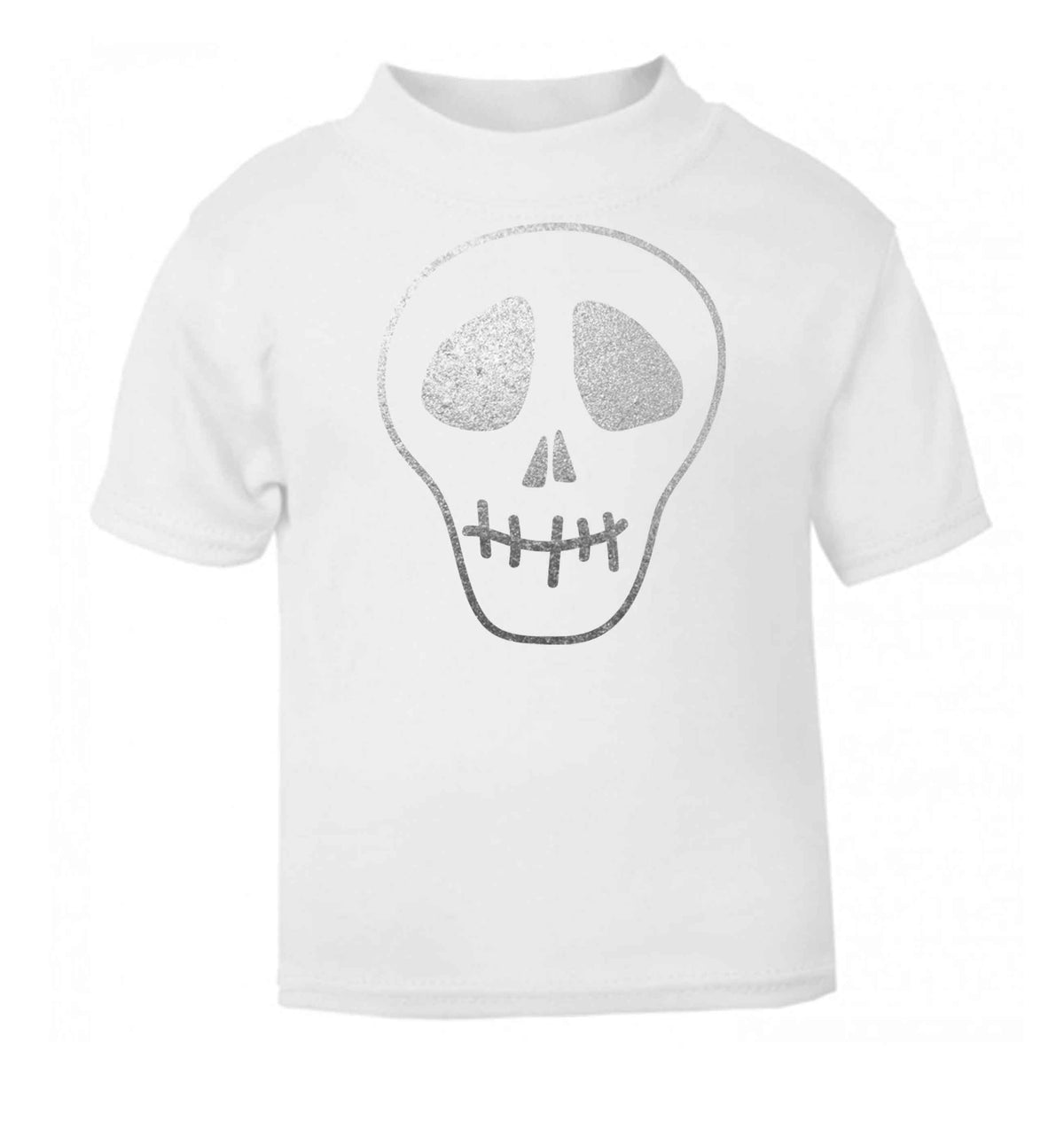 Metallic silver skull white baby toddler Tshirt 2 Years
