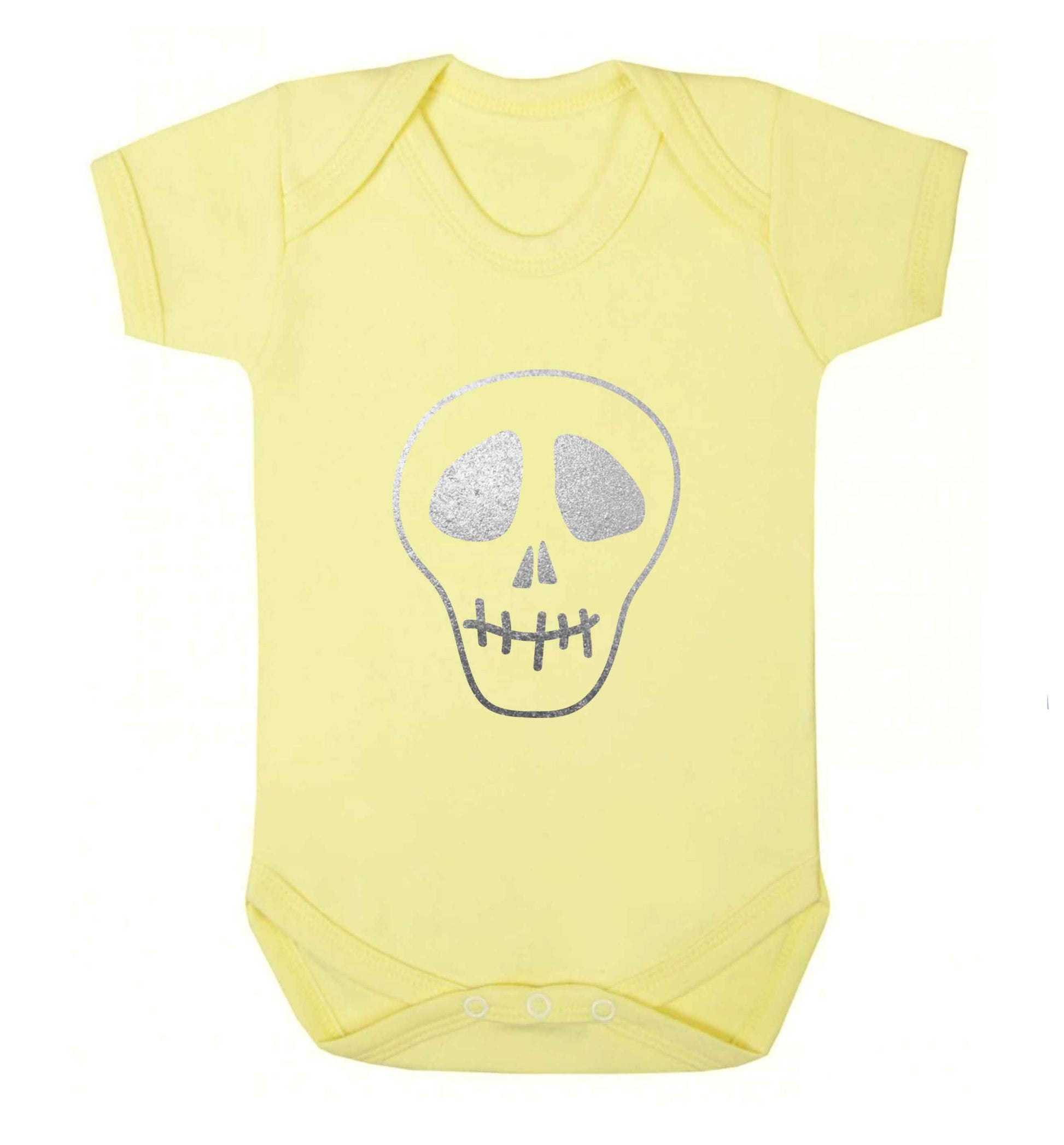 Metallic silver skull baby vest pale yellow 18-24 months