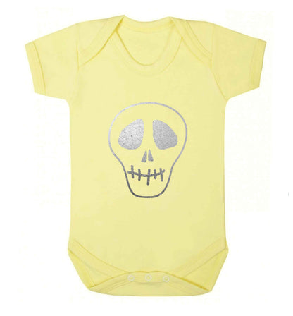 Metallic silver skull baby vest pale yellow 18-24 months