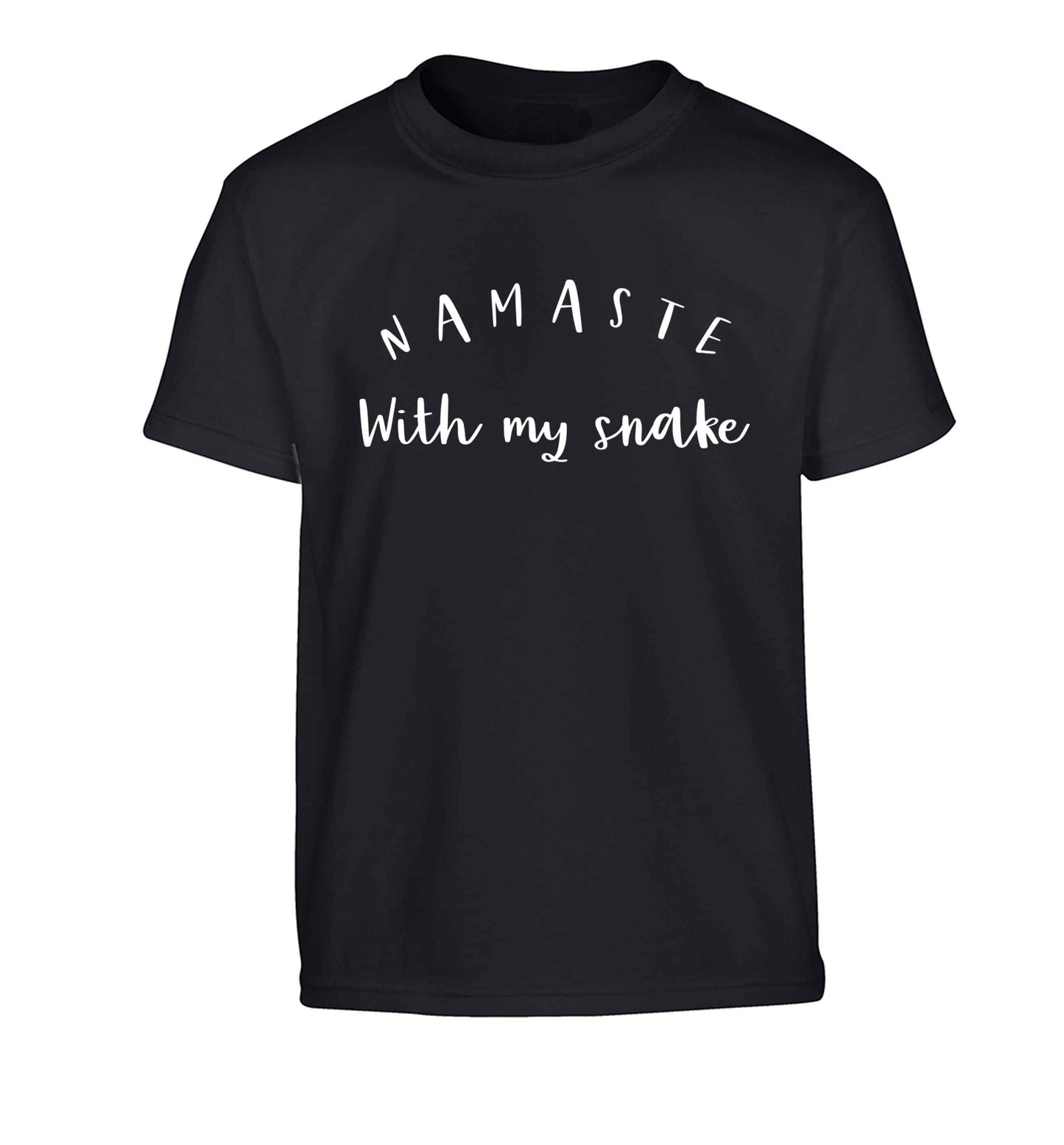 Namaste with my snake Children's black Tshirt 12-13 Years