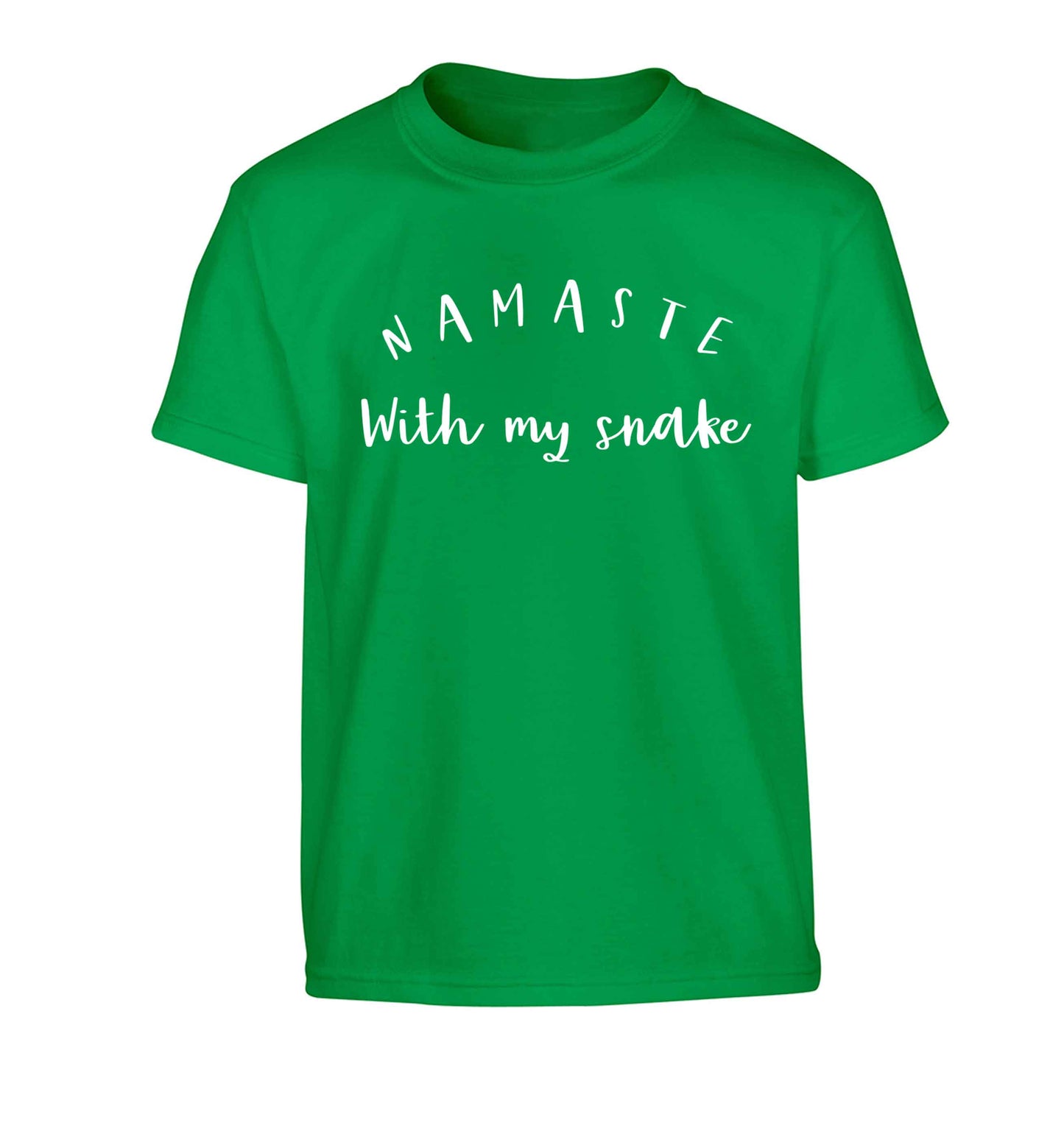 Namaste with my snake Children's green Tshirt 12-13 Years
