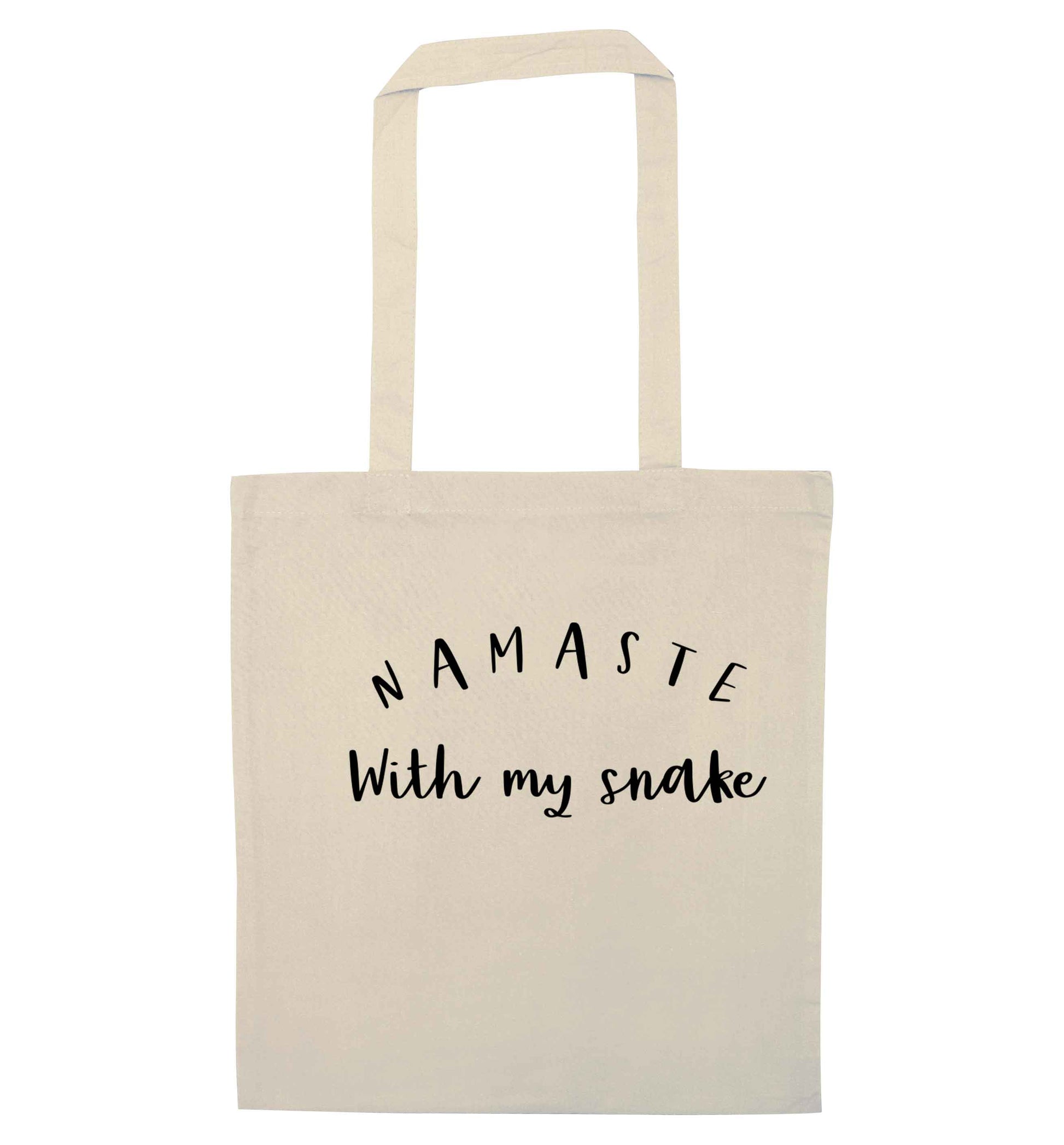 Namaste with my snake natural tote bag