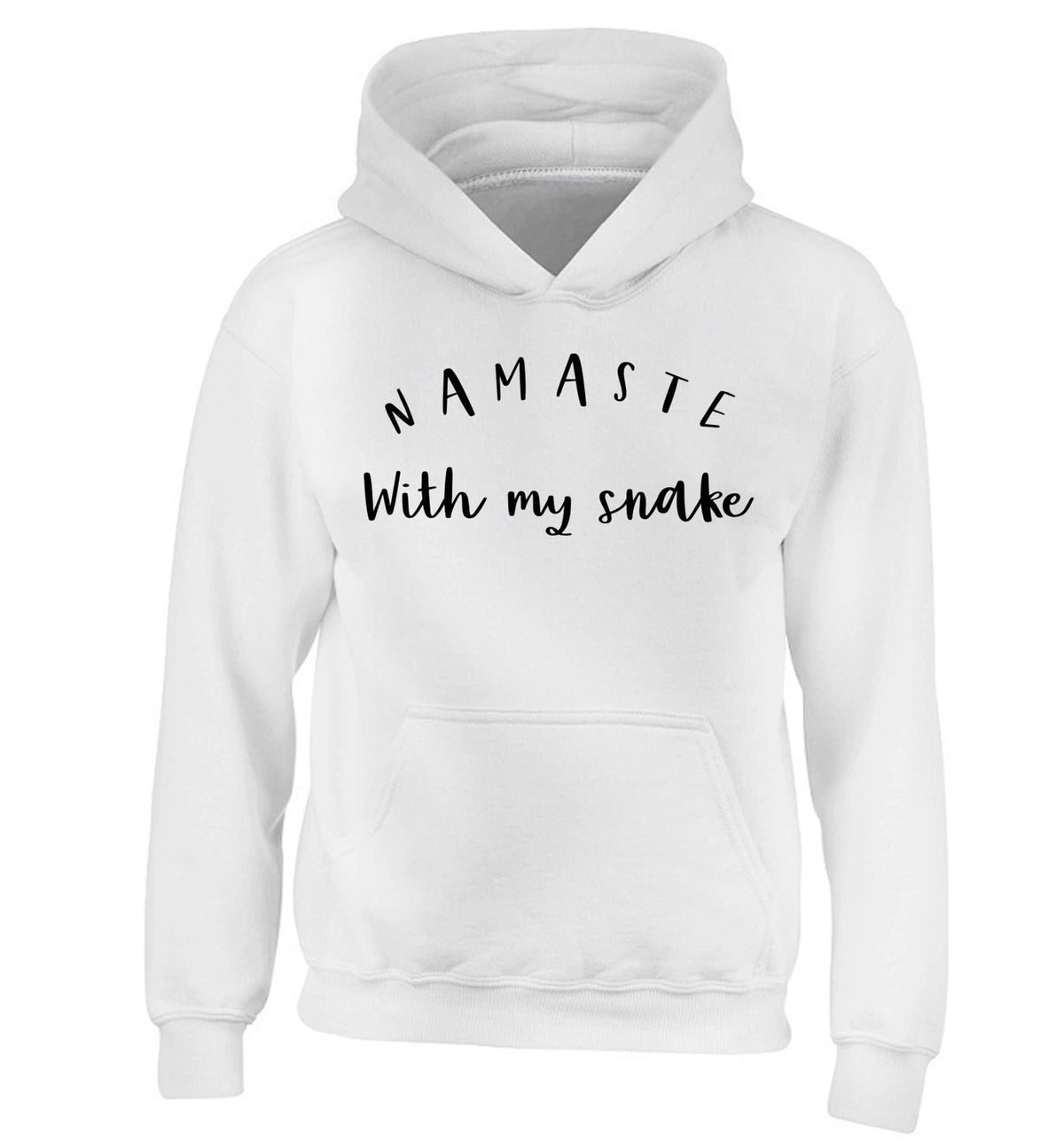 Namaste with my snake children's white hoodie 12-13 Years