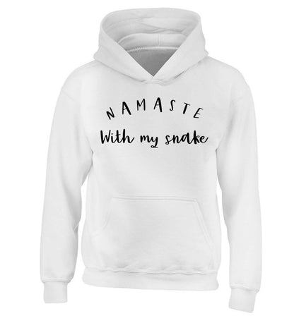 Namaste with my snake children's white hoodie 12-13 Years