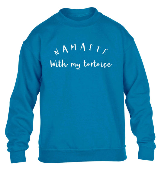 Namaste with my tortoise children's blue sweater 12-13 Years
