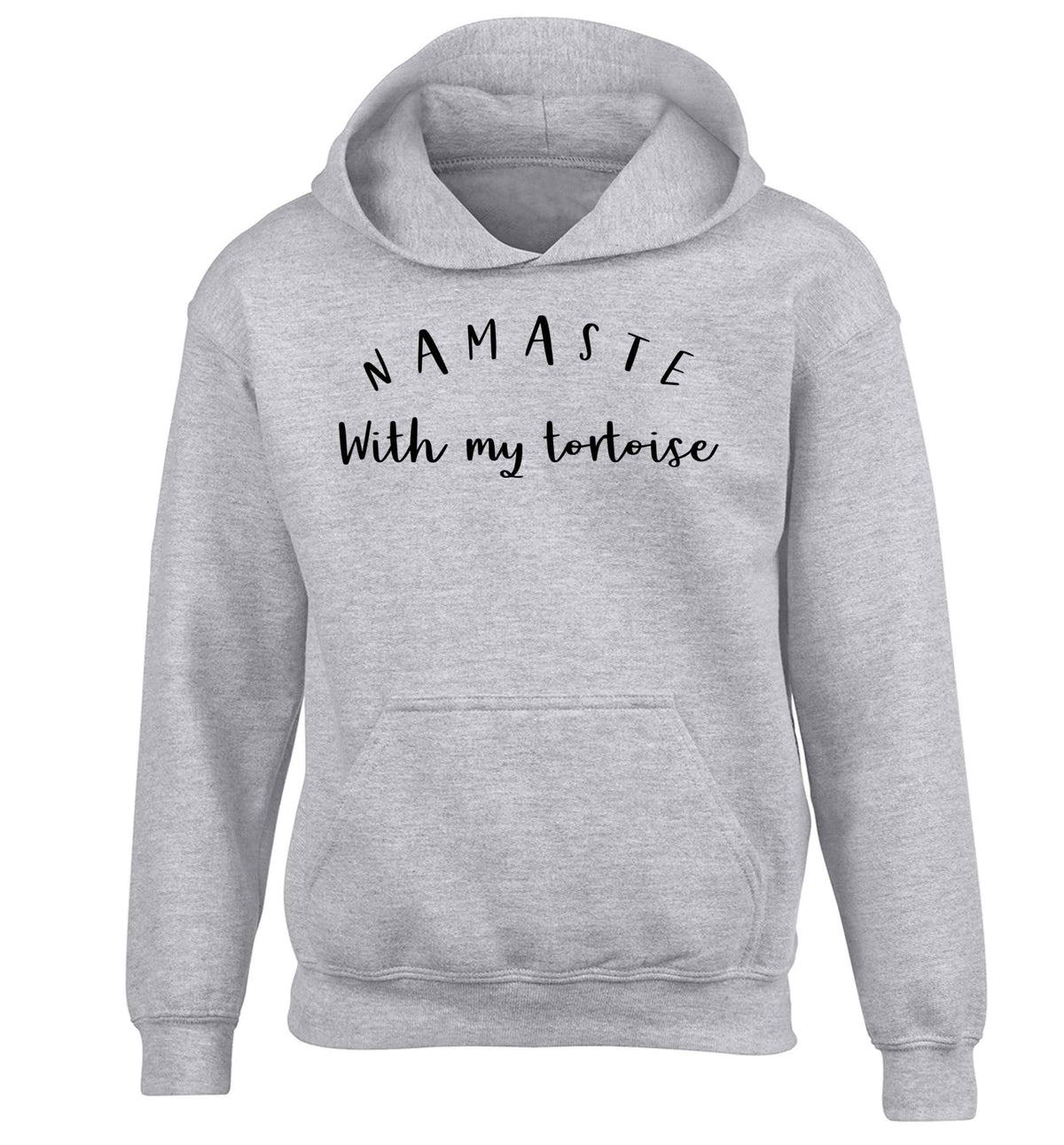 Namaste with my tortoise children's grey hoodie 12-13 Years
