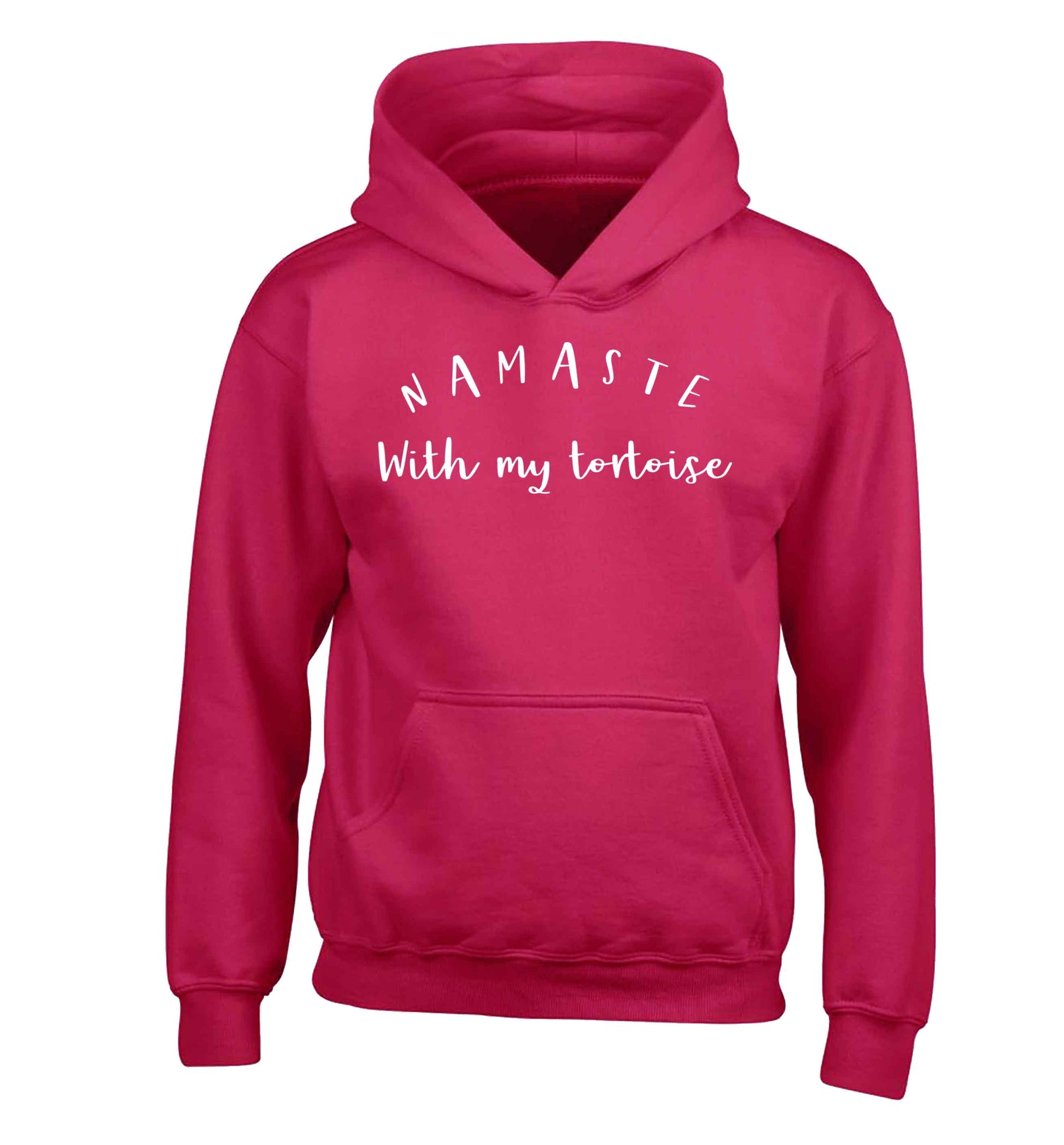 Namaste with my tortoise children's pink hoodie 12-13 Years