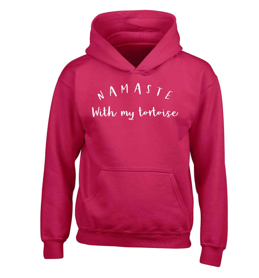 Namaste with my tortoise children's pink hoodie 12-13 Years