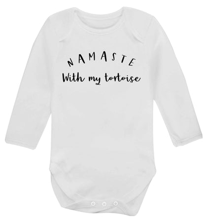 Namaste with my tortoise Baby Vest long sleeved white 6-12 months