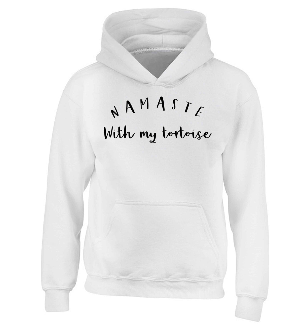 Namaste with my tortoise children's white hoodie 12-13 Years
