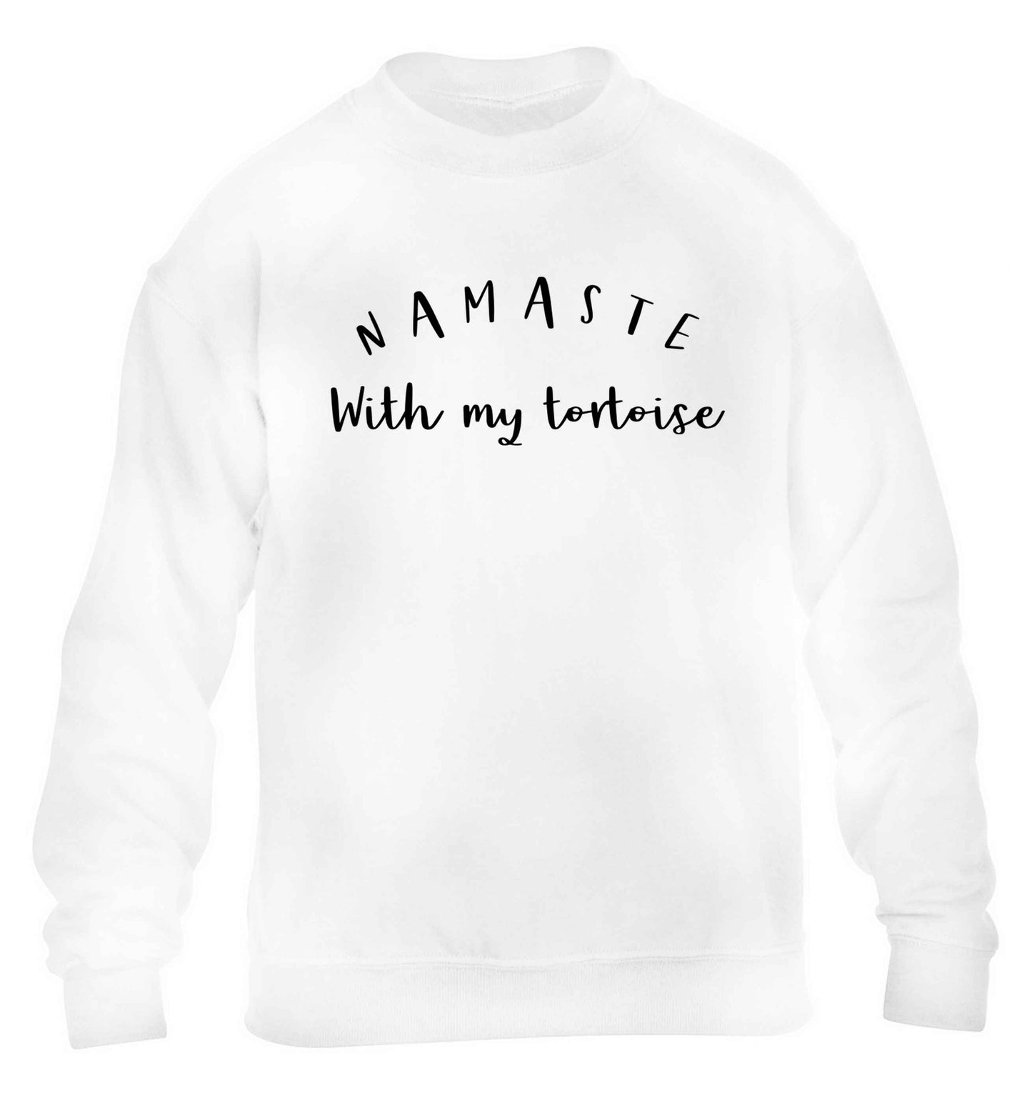 Namaste with my tortoise children's white sweater 12-13 Years