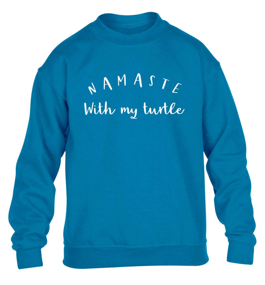 Namaste with my turtle children's blue sweater 12-13 Years