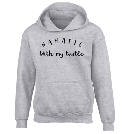 Namaste with my turtle children's grey hoodie 12-13 Years