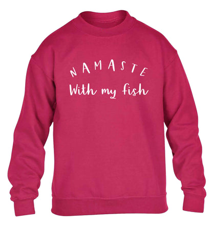 Namaste with my fish children's pink sweater 12-13 Years