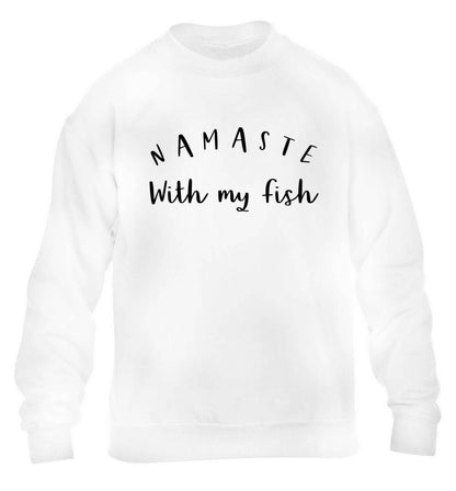 Namaste with my fish children's white sweater 12-13 Years