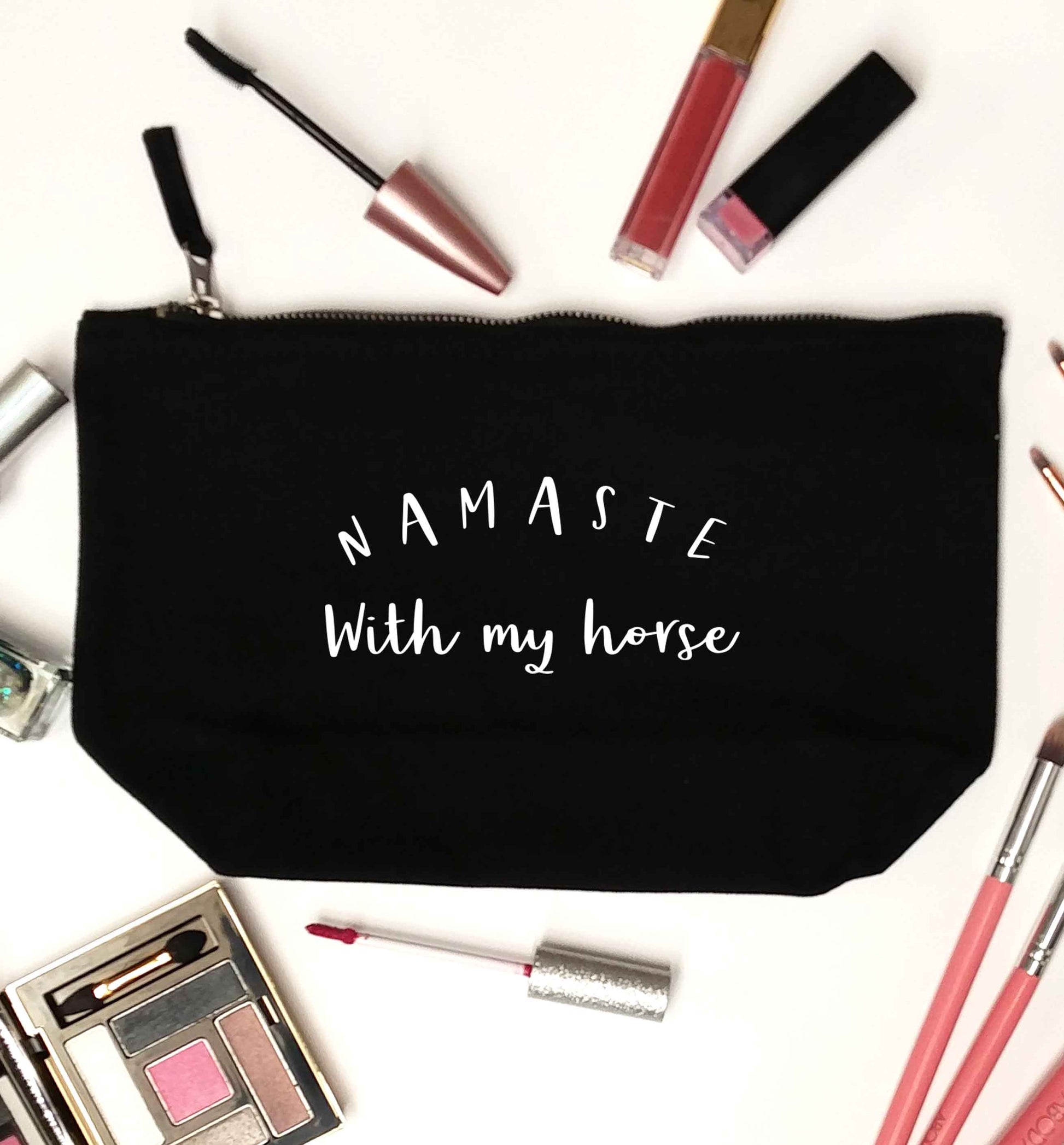 Namaste with my horse black makeup bag