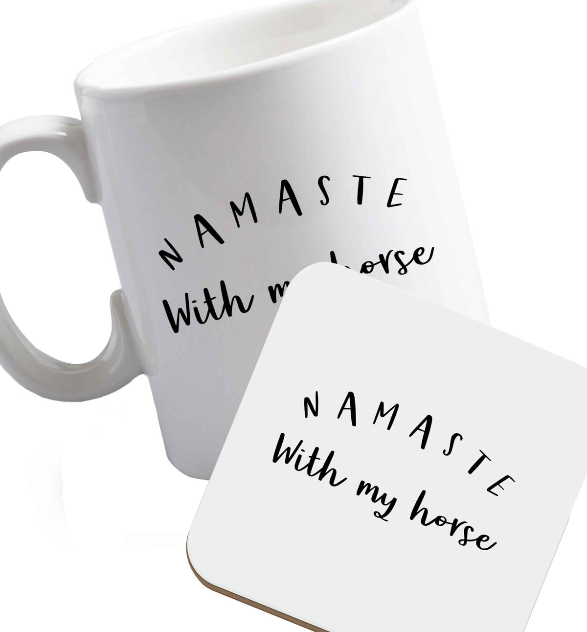10 oz Favourite Type Pan Pancake ceramic mug and coaster set right handed