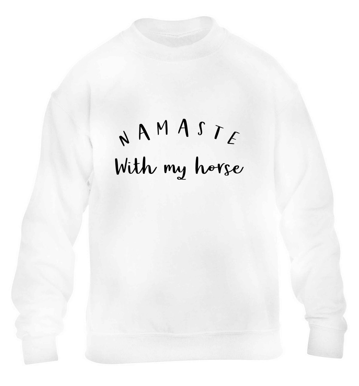 Namaste with my horse children's white sweater 12-13 Years