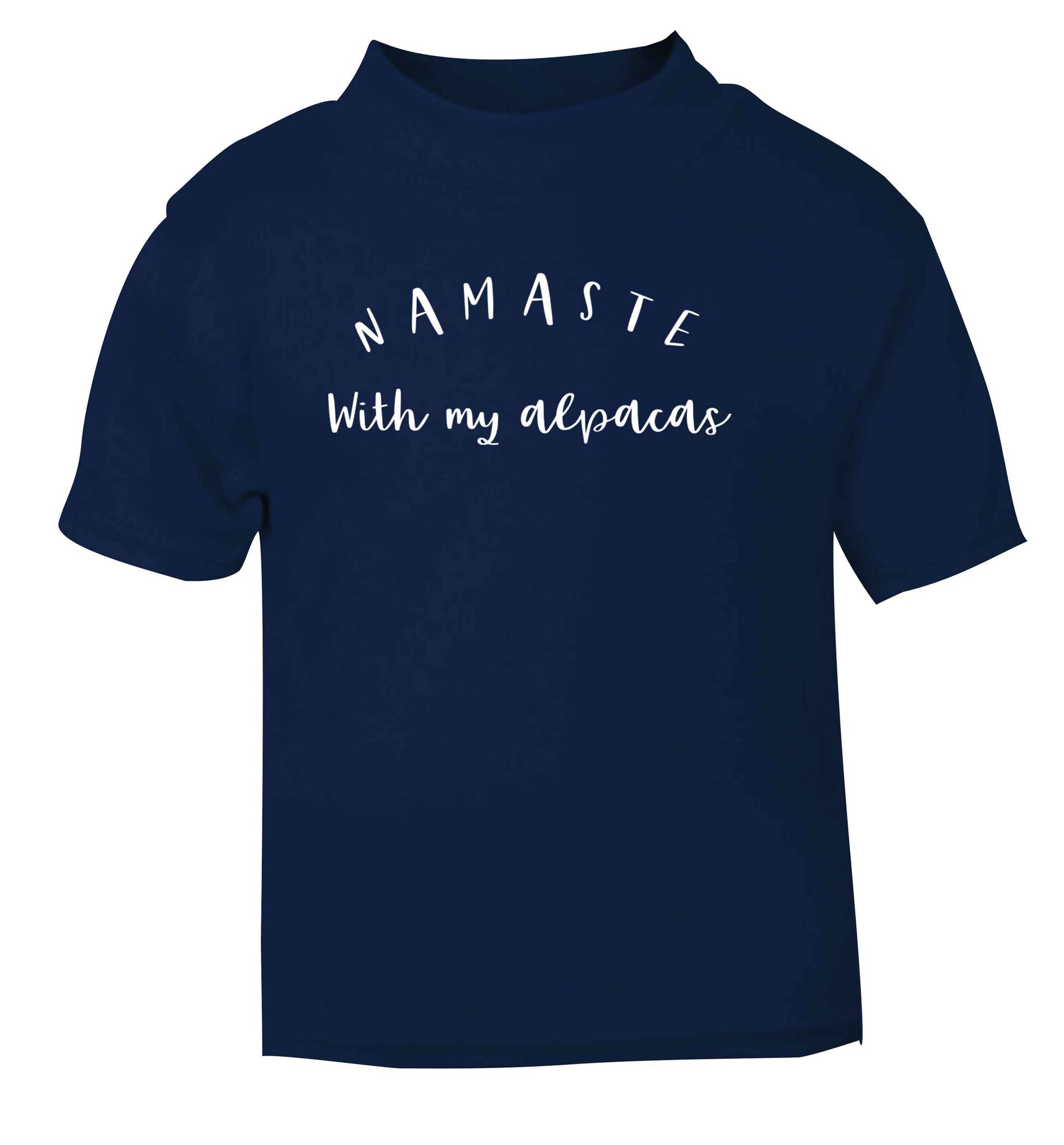 Namaste with my alpacas navy Baby Toddler Tshirt 2 Years