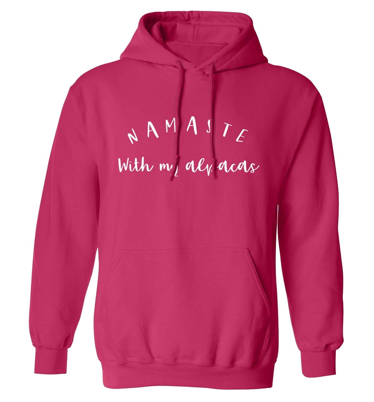 Namaste with my alpacas adults unisex pink hoodie 2XL