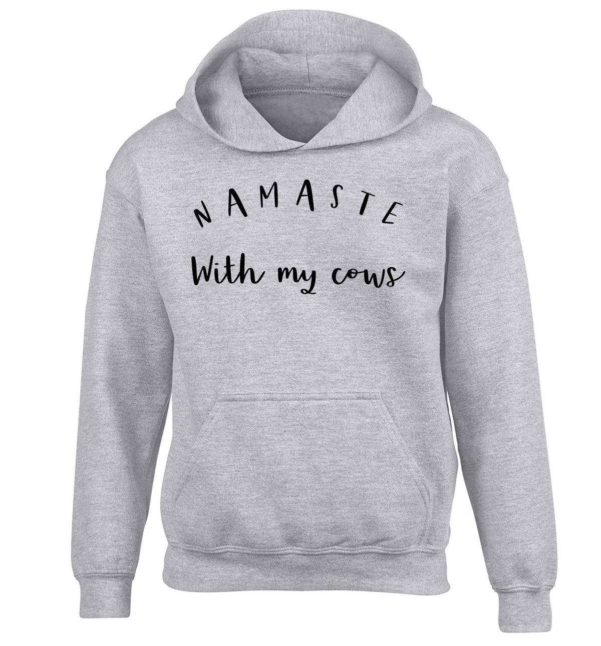 Namaste with my cows children's grey hoodie 12-13 Years