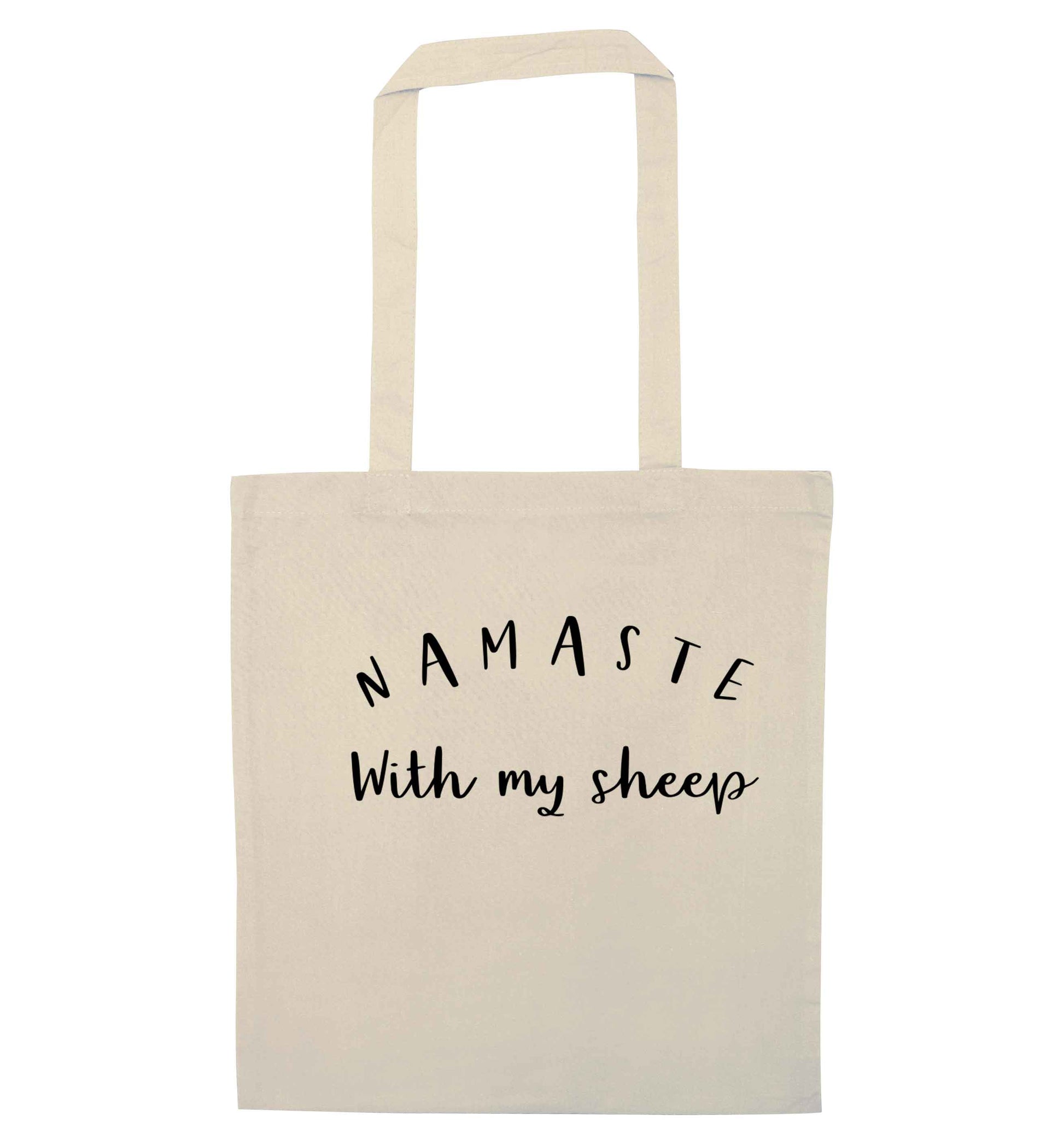 Namaste with my sheep natural tote bag