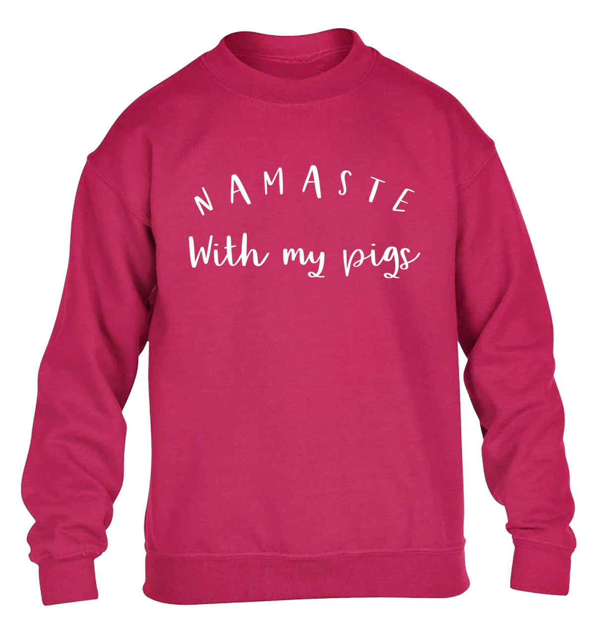 Namaste with my pigs children's pink sweater 12-13 Years
