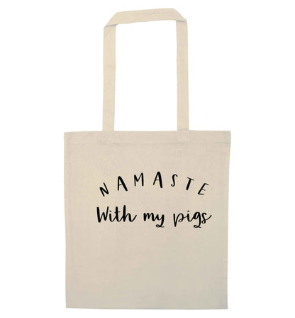Namaste with my pigs natural tote bag