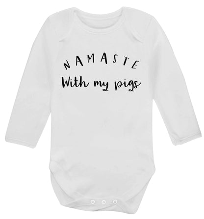 Namaste with my pigs Baby Vest long sleeved white 6-12 months