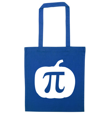 Pumpkin Pi blue tote bag