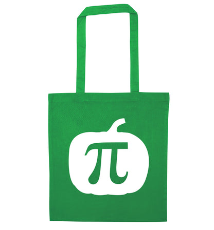 Pumpkin Pi green tote bag