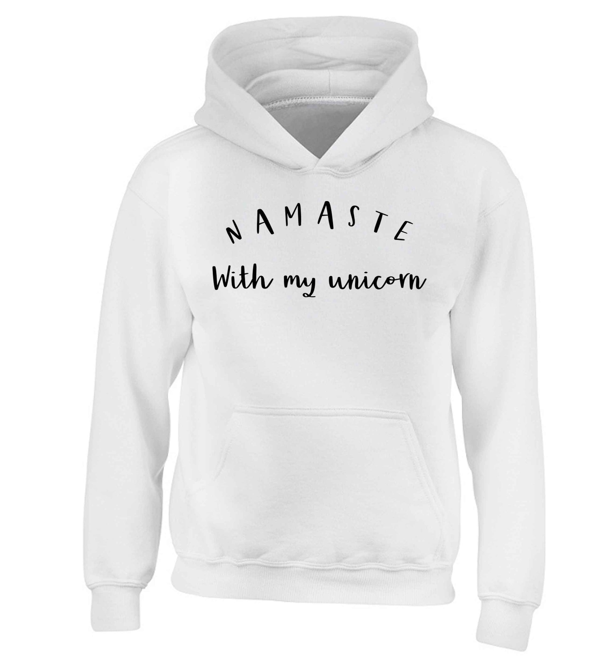 Namaste with my unicorn children's white hoodie 12-13 Years