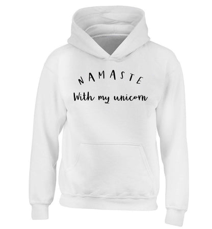 Namaste with my unicorn children's white hoodie 12-13 Years